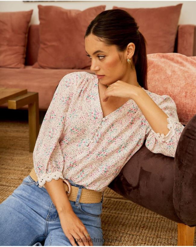 Polin et moi Blumenbluse Giovanni HT8R207 Kleidung Rose