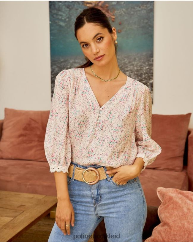 Polin et moi Blumenbluse Giovanni HT8R207 Kleidung Rose