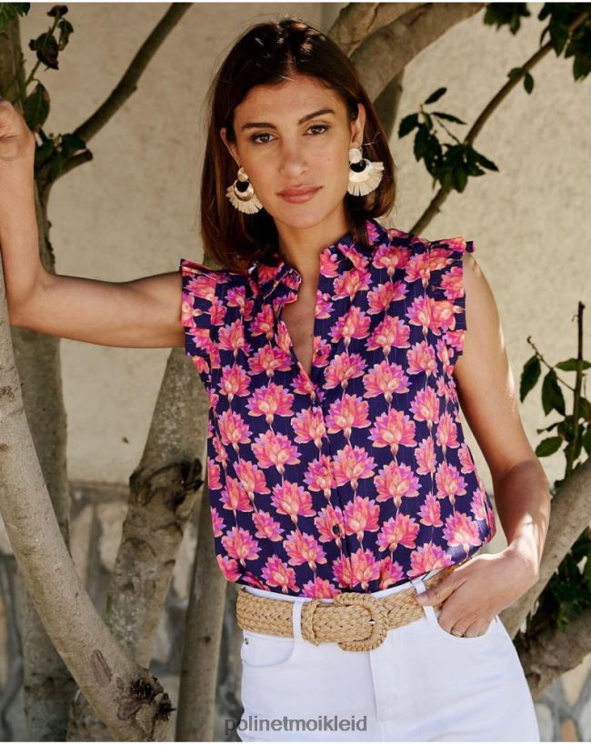 Polin et moi Blumenbluse Julia HT8R191 Kleidung Lavendel