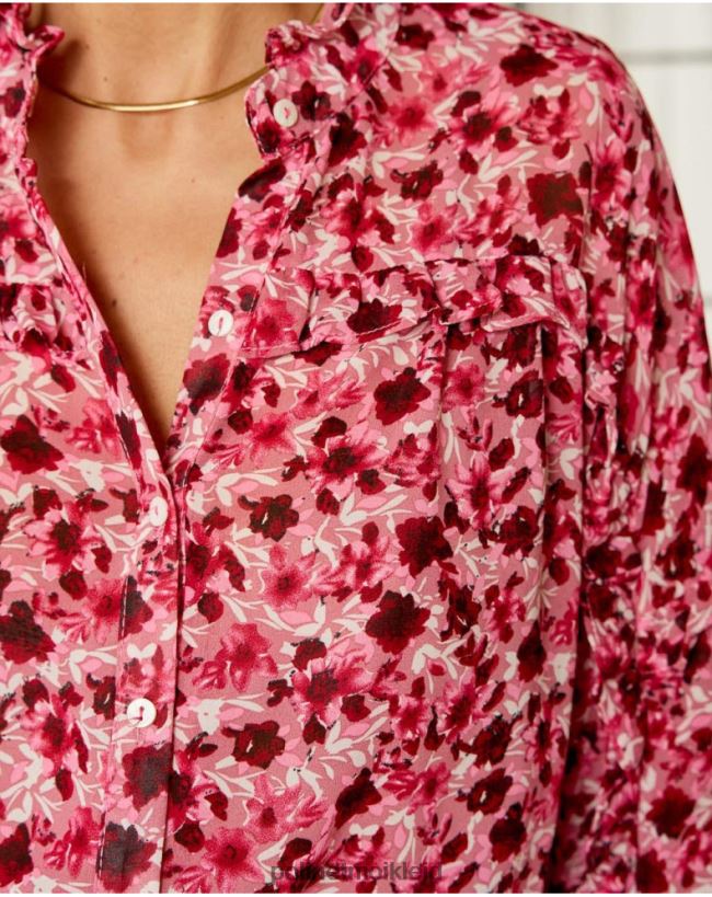 Polin et moi Blumenhemd Charlotte HT8R195 Kleidung Himbeere