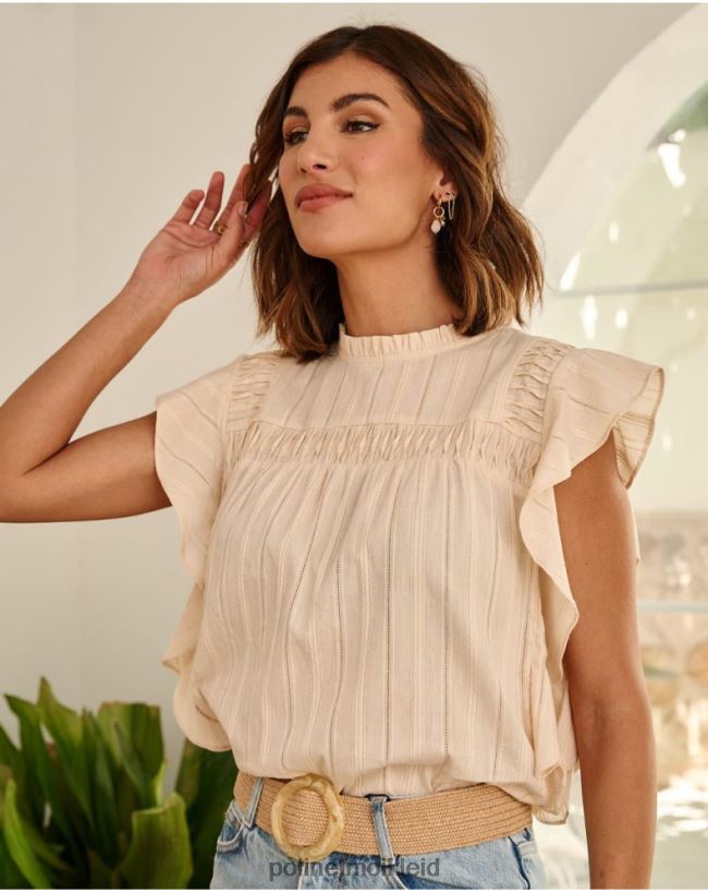 Polin et moi Bluse Rüschen Saroa HT8R162 Kleidung Beige