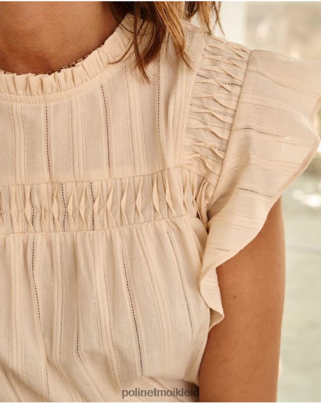 Polin et moi Bluse Rüschen Saroa HT8R162 Kleidung Beige