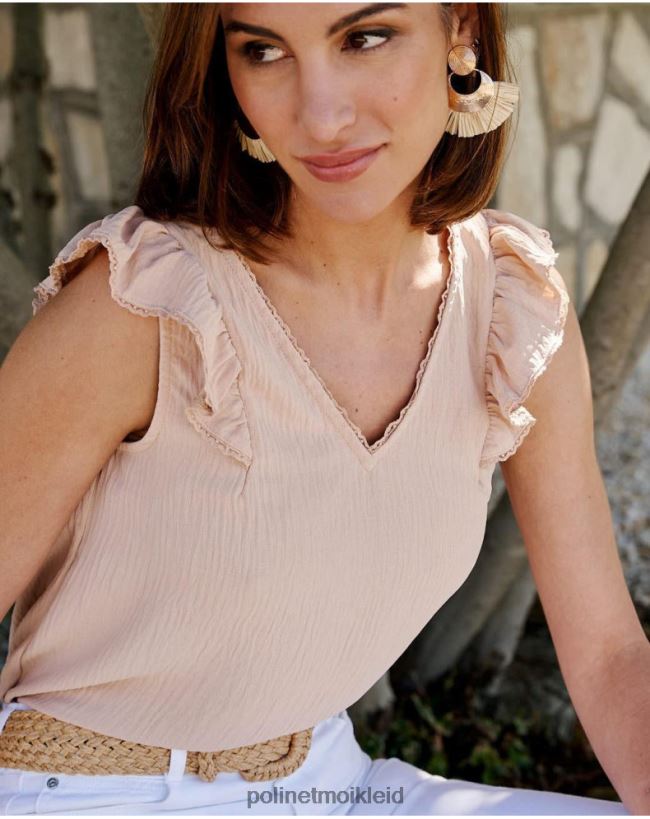 Polin et moi Bluse mit Rüschen Rosalinda HT8R187 Kleidung Beige