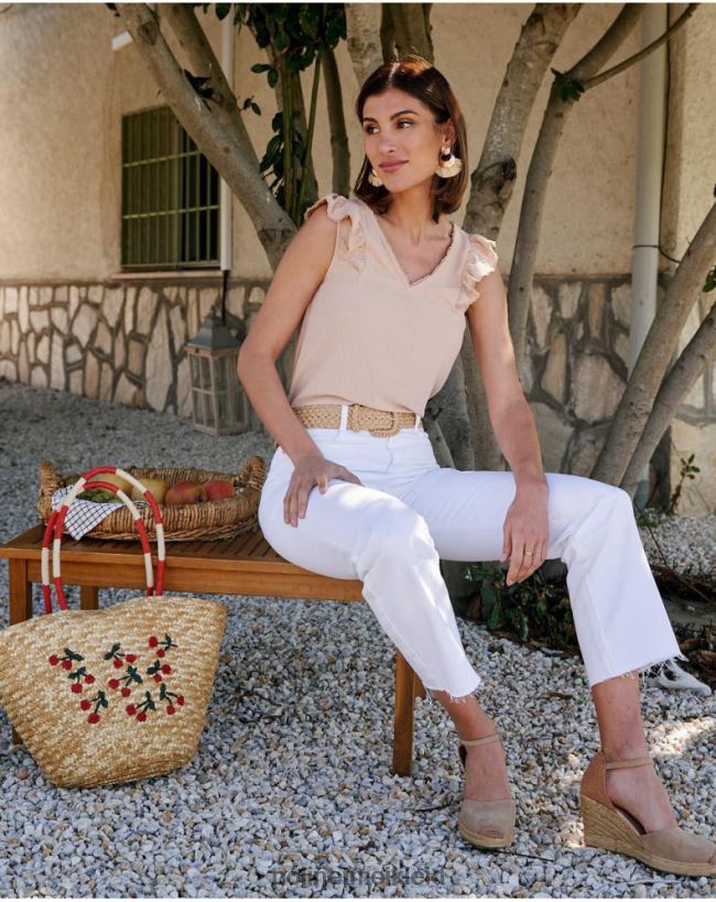 Polin et moi Bluse mit Rüschen Rosalinda HT8R187 Kleidung Beige