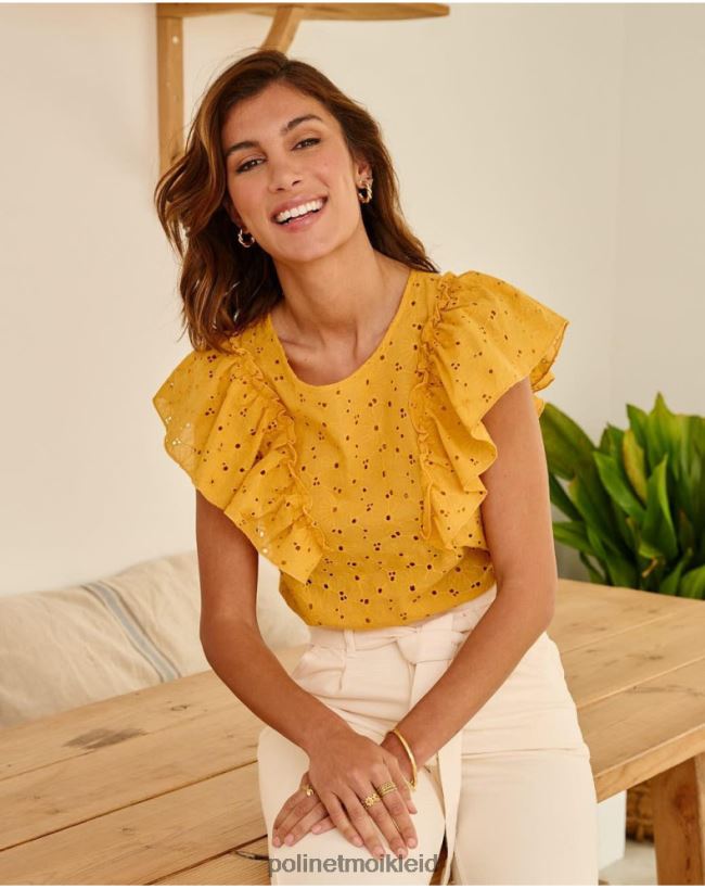 Polin et moi Bluse mit Rüschen, klar HT8R213 Kleidung Ocker