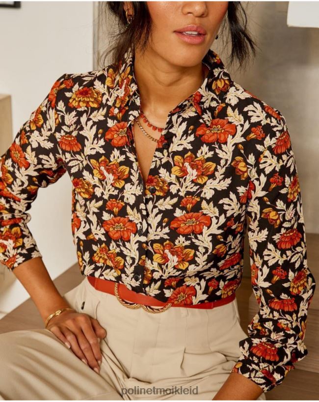 Polin et moi Cira Blumenhemd HT8R226 Kleidung Schwarz