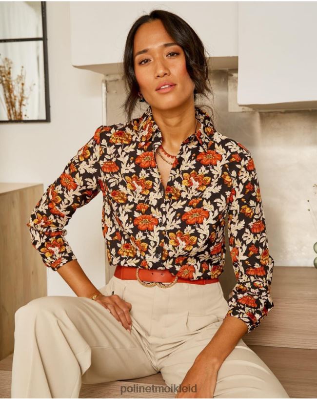 Polin et moi Cira Blumenhemd HT8R226 Kleidung Schwarz