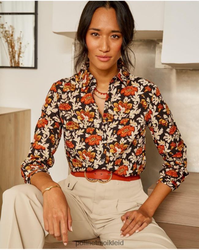 Polin et moi Cira Blumenhemd HT8R226 Kleidung Schwarz