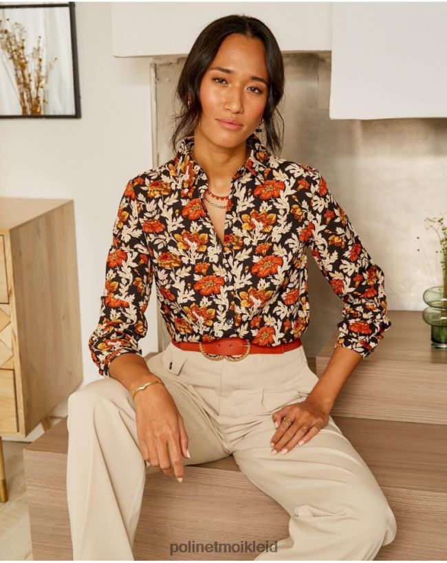 Polin et moi Cira Blumenhemd HT8R226 Kleidung Schwarz