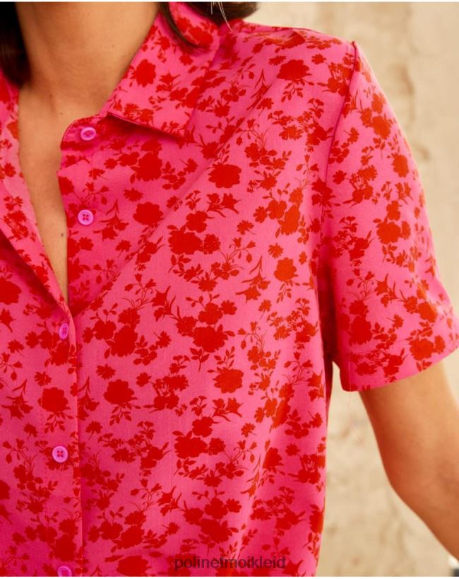 Polin et moi Cressida-Blumen-Shirt HT8R209 Kleidung Himbeere