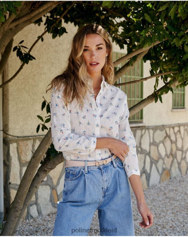 Polin et moi Ema-Blumen-Shirt HT8R149 Kleidung Weiß