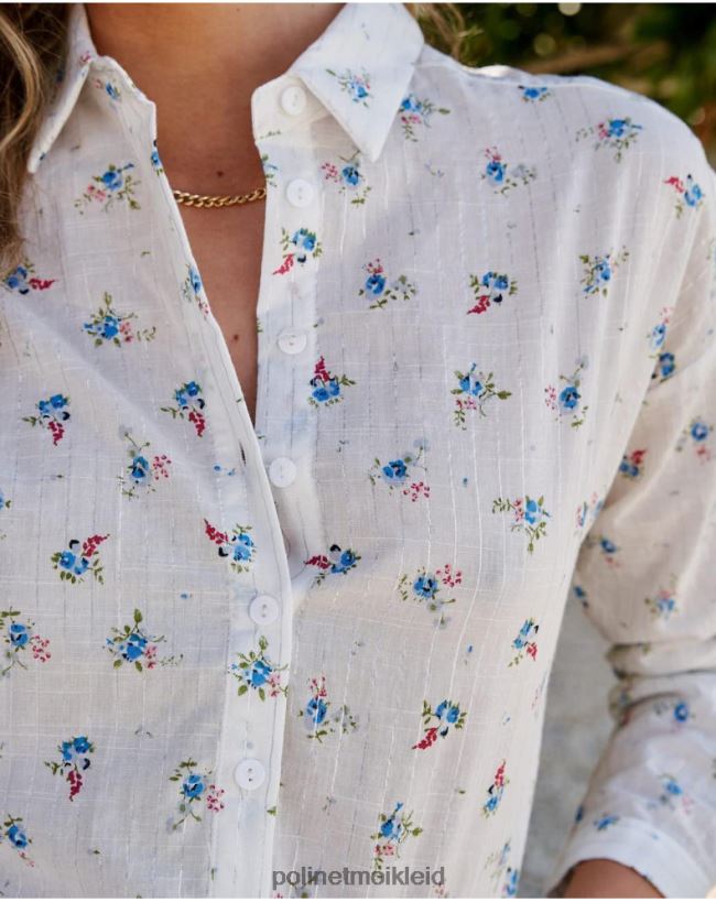 Polin et moi Ema-Blumen-Shirt HT8R149 Kleidung Weiß