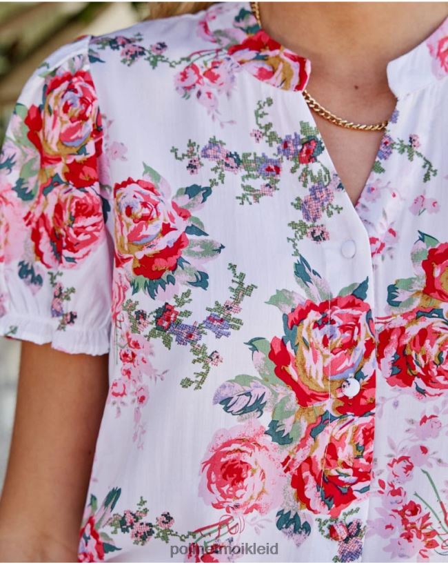 Polin et moi Faustina-Rosen-Shirt HT8R192 Kleidung Weiß