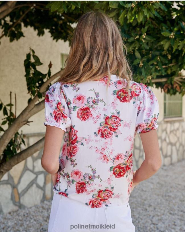 Polin et moi Faustina-Rosen-Shirt HT8R192 Kleidung Weiß