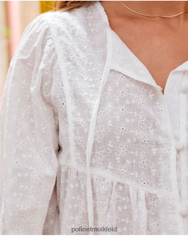 Polin et moi Gabie bestickte Bluse HT8R188 Kleidung Weiß