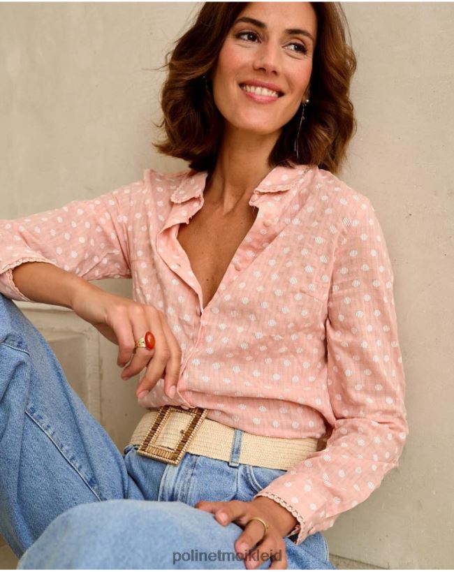 Polin et moi Hari gepunktetes Hemd HT8R203 Kleidung Rose