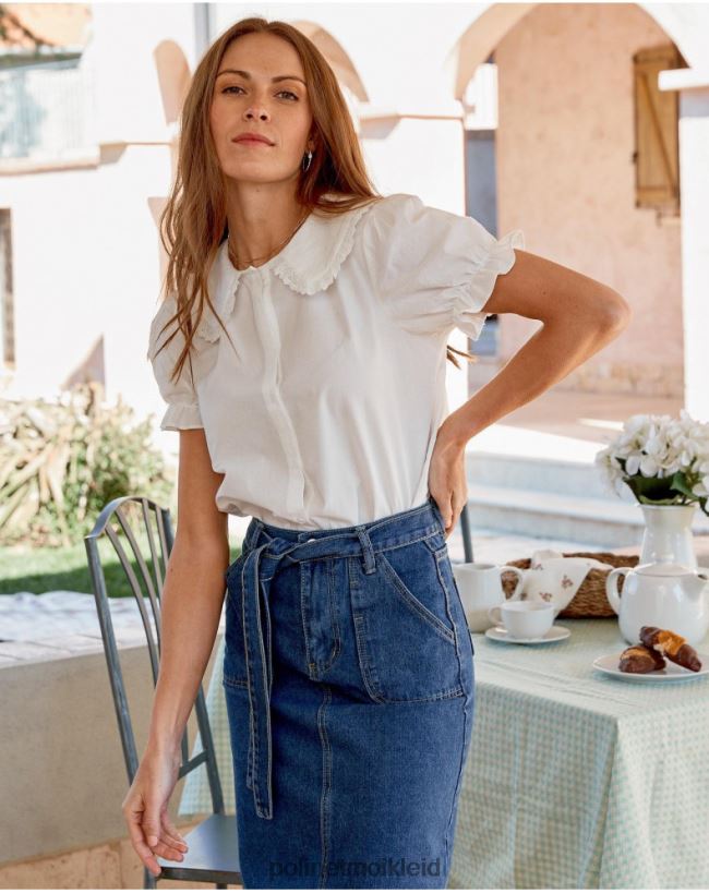 Polin et moi Hemd mit Baby-Mia-Kragen HT8R235 Kleidung Weiß