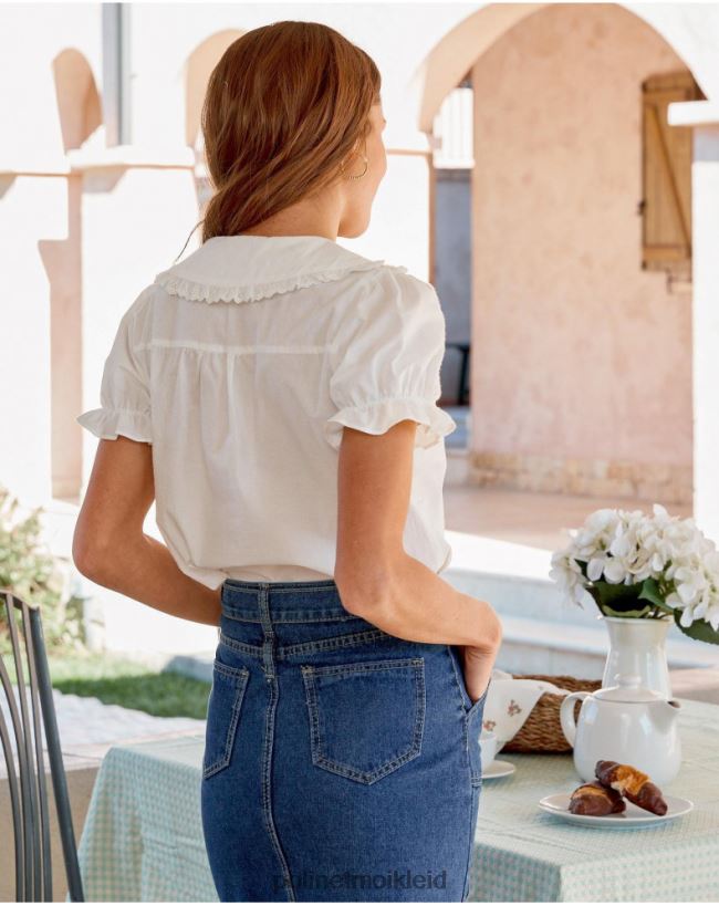 Polin et moi Hemd mit Baby-Mia-Kragen HT8R235 Kleidung Weiß