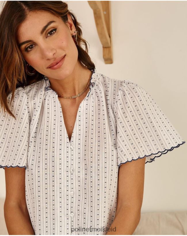 Polin et moi Hemd mit Neida-Besatz HT8R151 Kleidung Marine