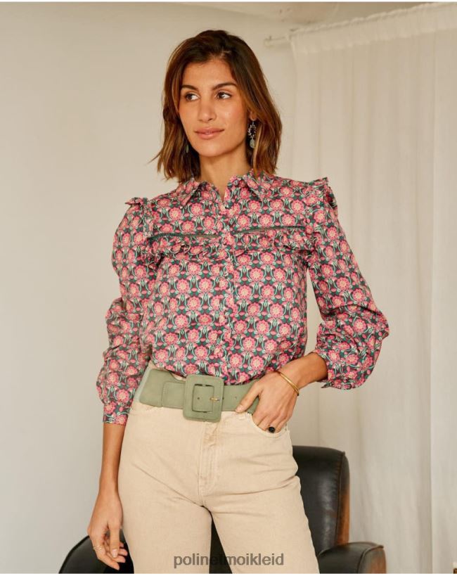 Polin et moi Hemd mit Rüschen Calliope HT8R229 Kleidung Himbeere