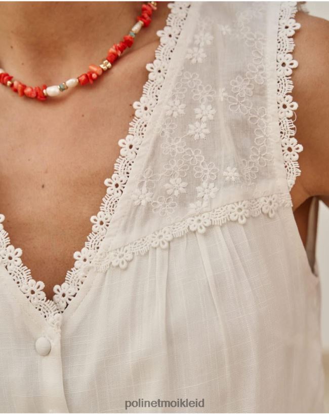 Polin et moi Leinen-Josefina-Bluse HT8R158 Kleidung Weiß