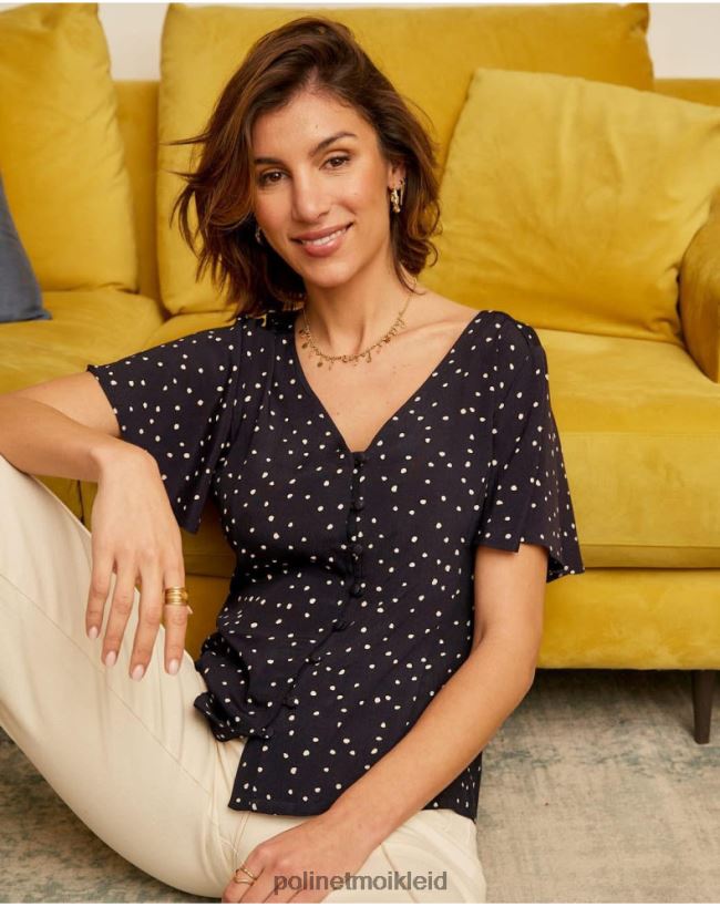 Polin et moi Mabela gepunktetes Hemd HT8R212 Kleidung Marine