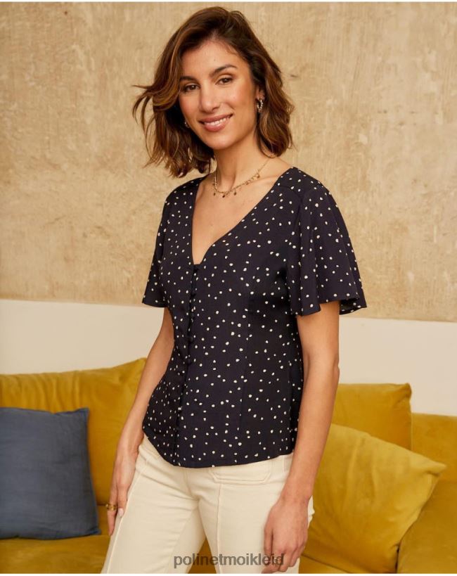 Polin et moi Mabela gepunktetes Hemd HT8R212 Kleidung Marine