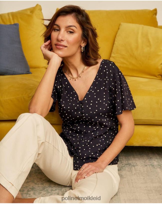 Polin et moi Mabela gepunktetes Hemd HT8R212 Kleidung Marine