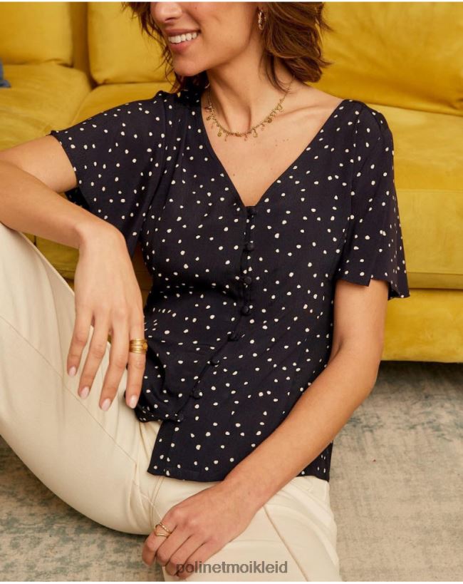 Polin et moi Mabela gepunktetes Hemd HT8R212 Kleidung Marine