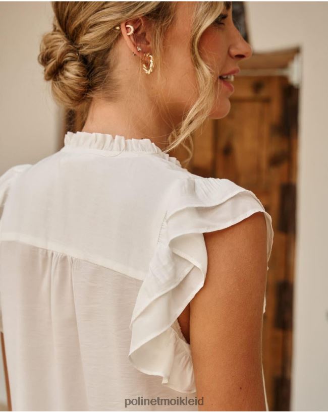 Polin et moi Rüschenbluse April HT8R173 Kleidung Weiß