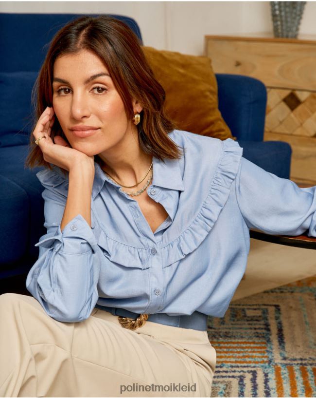 Polin et moi Rosana-Rüschenhemd HT8R236 Kleidung Denim