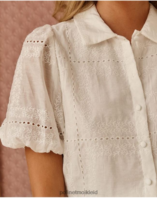 Polin et moi bestickte Bluse Talima HT8R169 Kleidung Weiß