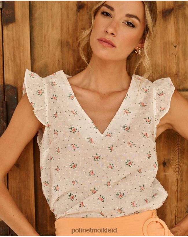 Polin et moi bluse blumen nessa HT8R174 Kleidung Lachs