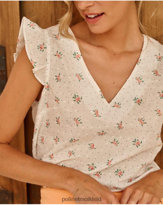 Polin et moi bluse blumen nessa HT8R174 Kleidung Lachs