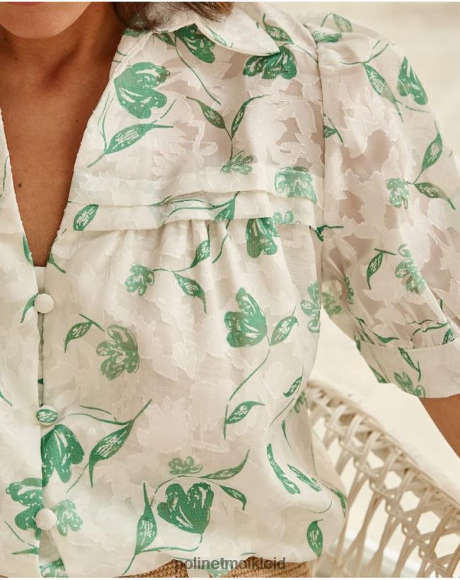 Polin et moi bluse blumen oli HT8R161 Kleidung Smaragdgrün