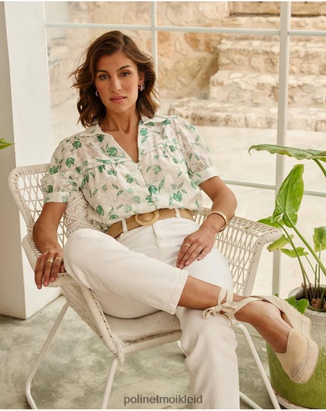 Polin et moi bluse blumen oli HT8R161 Kleidung Smaragdgrün