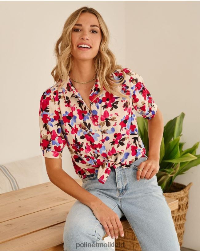 Polin et moi bluse flor tadea HT8R182 Kleidung Himbeere