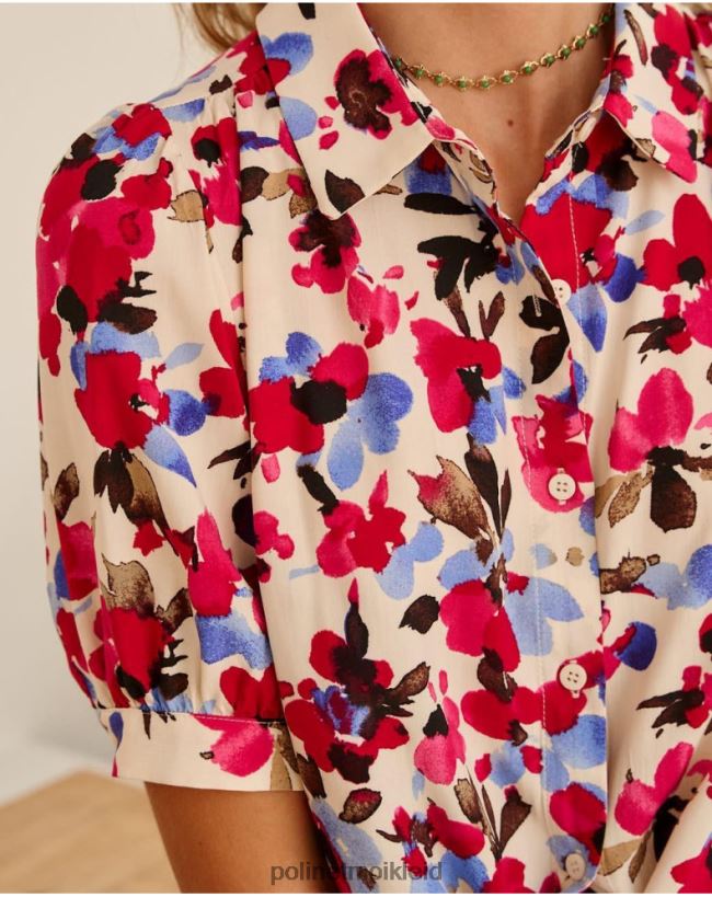 Polin et moi bluse flor tadea HT8R182 Kleidung Himbeere