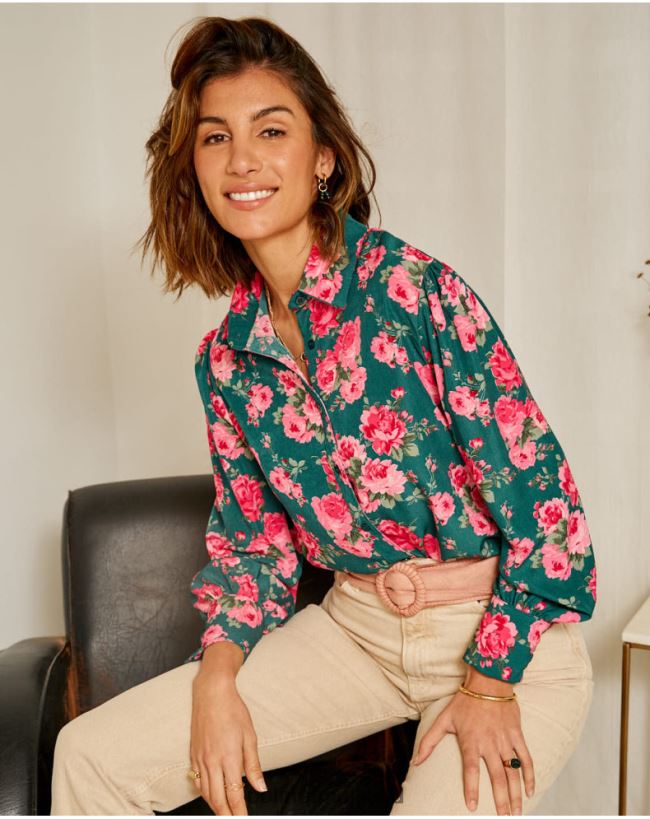 Polin et moi flor rosiges Hemd HT8R230 Kleidung grüner Wald