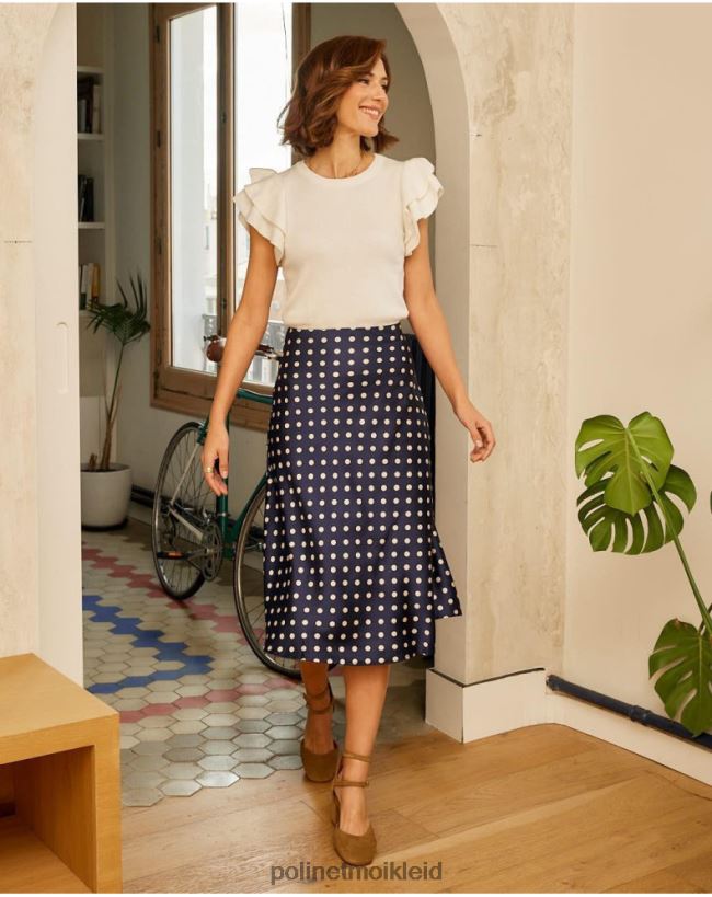 Polin et moi Floria gepunkteter Rock HT8R322 Kleidung Marine