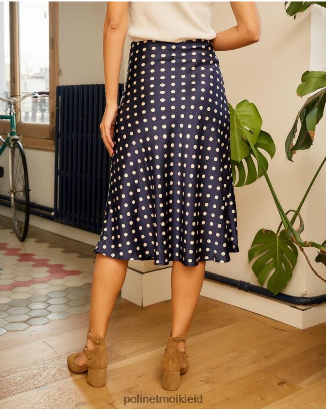 Polin et moi Floria gepunkteter Rock HT8R322 Kleidung Marine