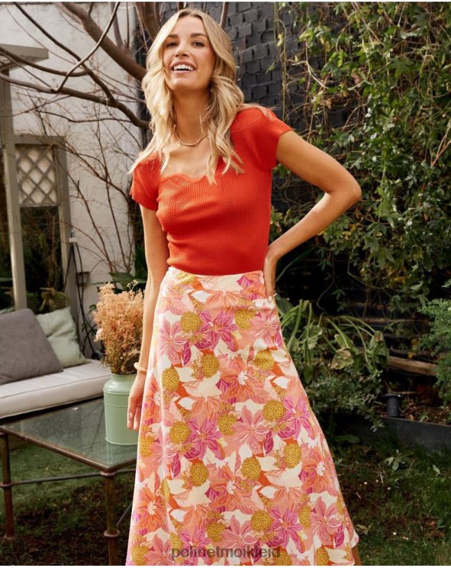 Polin et moi Midirock Blumen Dane HT8R319 Kleidung Lachs