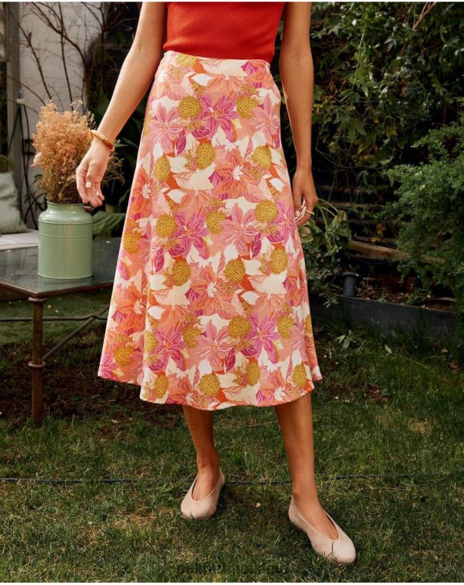 Polin et moi Midirock Blumen Dane HT8R319 Kleidung Lachs