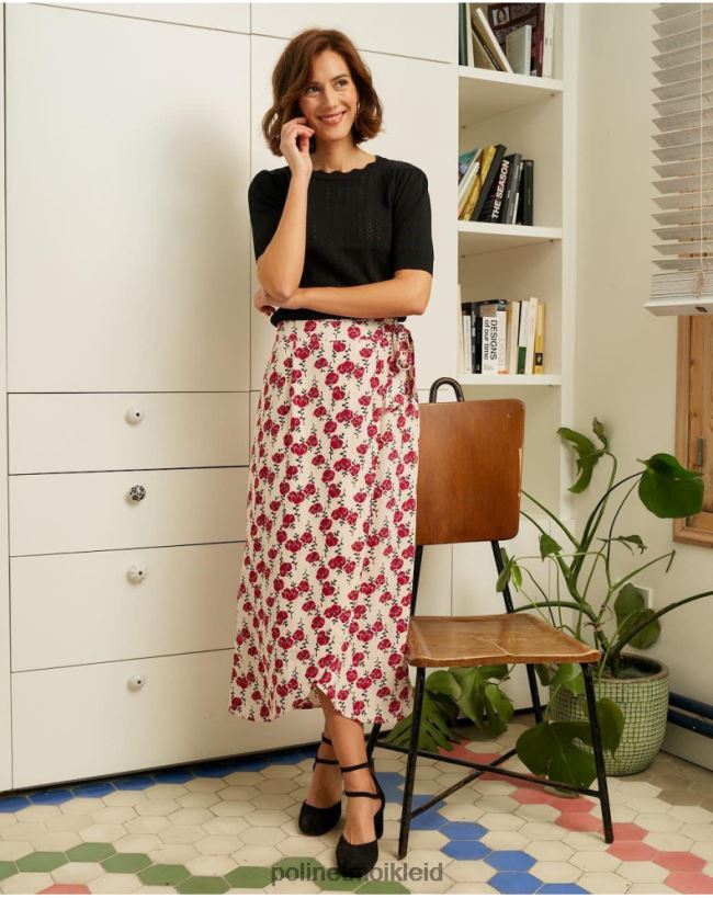 Polin et moi Rock Blumen Patricia HT8R311 Kleidung Kirsche