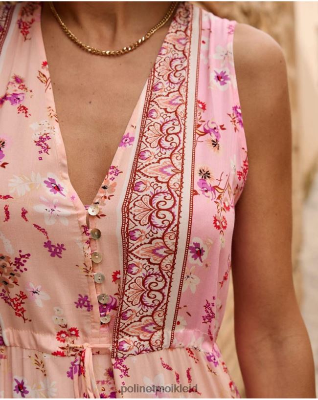 Polin et moi Adri Blumenkleid HT8R53 Kleidung Lachs