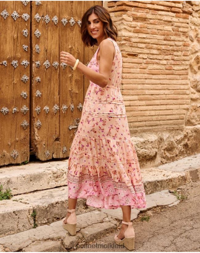 Polin et moi Adri Blumenkleid HT8R53 Kleidung Lachs