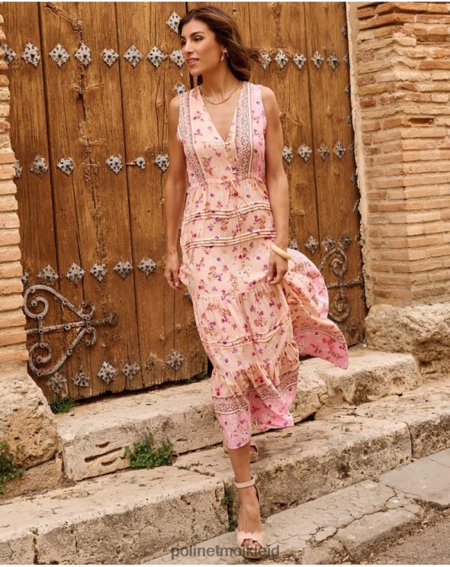 Polin et moi Adri Blumenkleid HT8R53 Kleidung Lachs