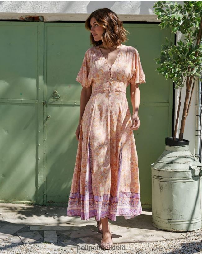 Polin et moi Agustina-Knopfkleid HT8R110 Kleidung Ocker