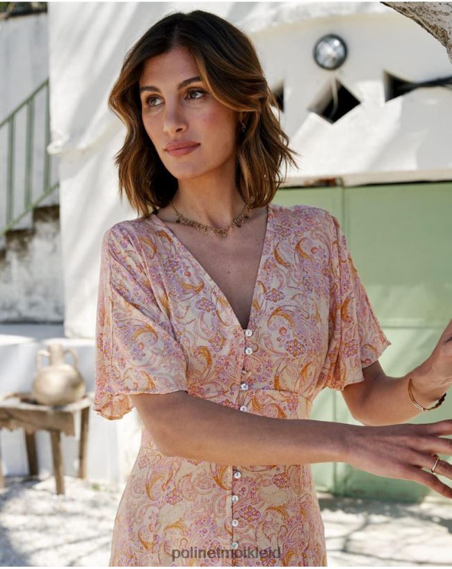 Polin et moi Agustina-Knopfkleid HT8R110 Kleidung Ocker