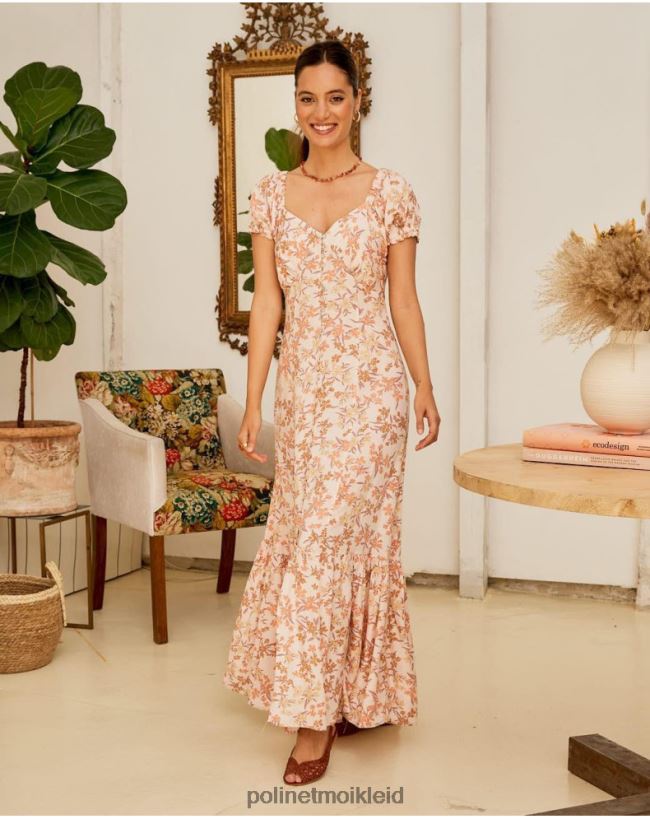 Polin et moi Blumenkleid Isolde HT8R94 Kleidung Lachs